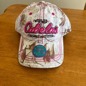 New Cabela's Pink and White Ladies Cap One Size Fits Most